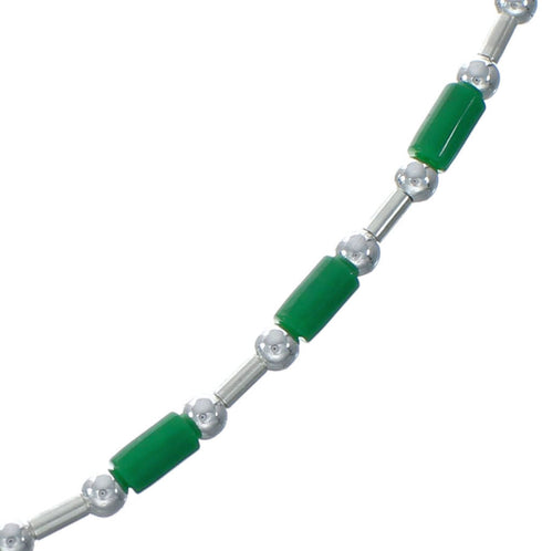 Hand Strung Liquid Silver Malachite Necklace X11161