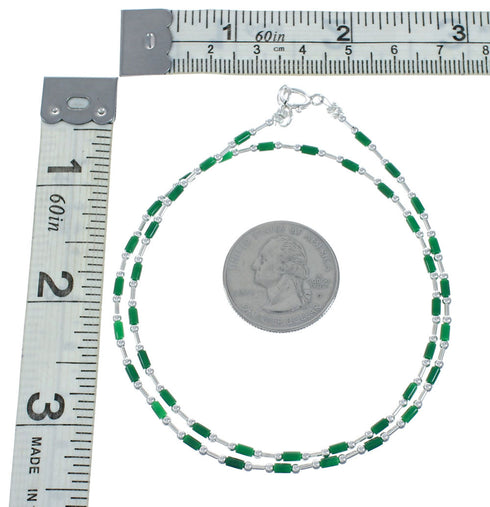Hand Strung Liquid Silver Malachite Necklace X11161