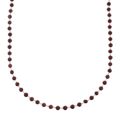 Sterling Silver Red Jasper Bead Necklace X11163