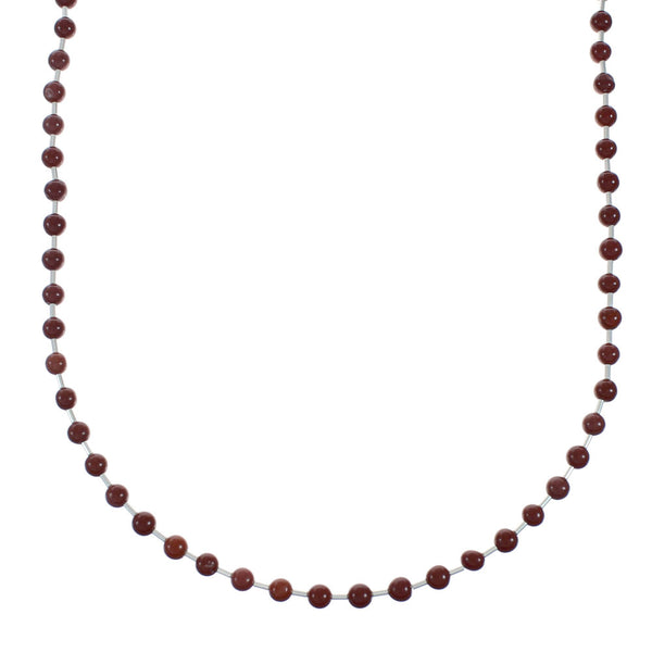 Sterling Silver Red Jasper Bead Necklace X11163