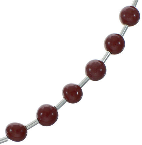 Sterling Silver Red Jasper Bead Necklace X11163