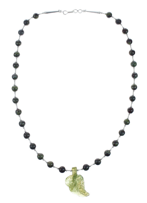 Native Dragon Blood Jasper Sterling Silver Beaded Necklace X11165