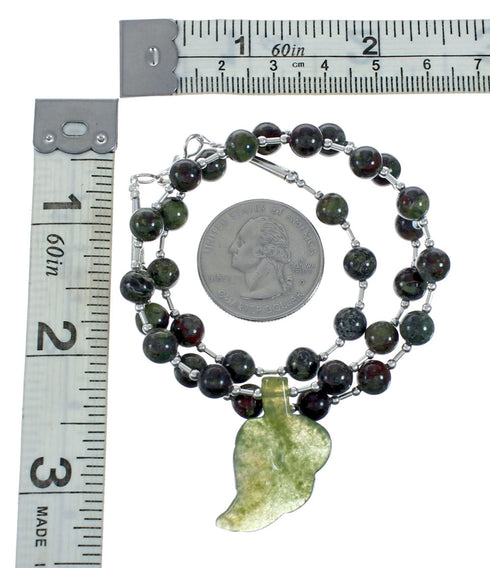 Native Dragon Blood Jasper Sterling Silver Beaded Necklace X11165