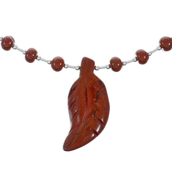 Native Red Jasper Sterling Silver Beaded Necklace X11167