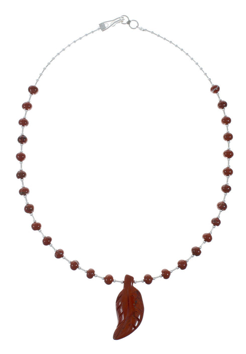 Native Red Jasper Sterling Silver Beaded Necklace X11167