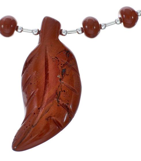 Native Red Jasper Sterling Silver Beaded Necklace X11167