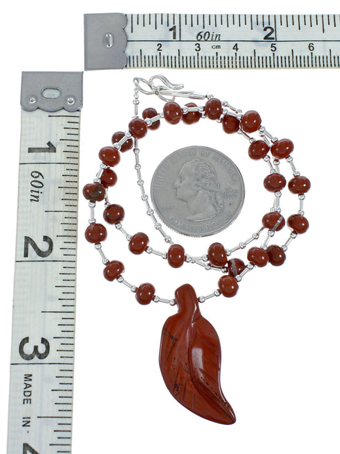 Native Red Jasper Sterling Silver Beaded Necklace X11167