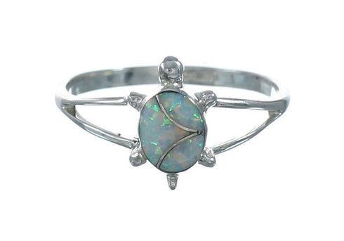 Native American Zuni Opal Sterling Silver Turtle Ring Size 6-3/4 X11135