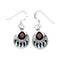 Navajo Coral Sterling Silver Bear Paw Hook Dangle Earrings X11145