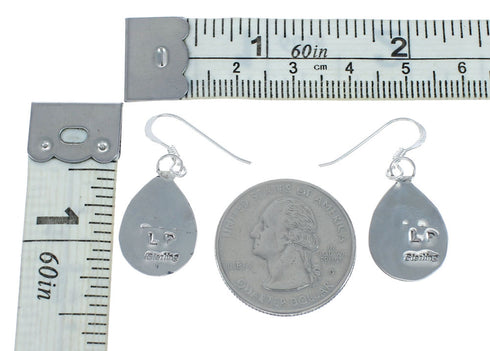 Navajo Coral Sterling Silver Bear Paw Hook Dangle Earrings X11145