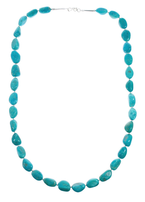 Native American Navajo Turquoise Sterling Silver Bead Necklace X11179