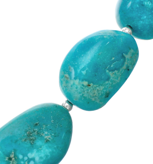 Native American Navajo Turquoise Sterling Silver Bead Necklace X11179