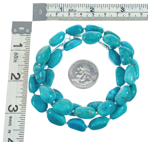 Native American Navajo Turquoise Sterling Silver Bead Necklace X11179