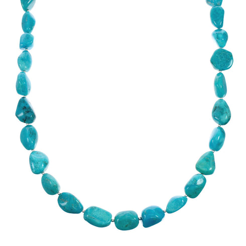 Native American Navajo Turquoise Sterling Silver Bead Necklace X11180