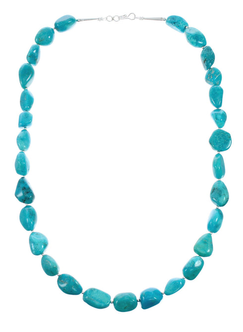 Native American Navajo Turquoise Sterling Silver Bead Necklace X11180