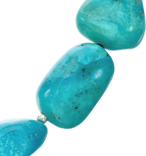 Native American Navajo Turquoise Sterling Silver Bead Necklace X11180