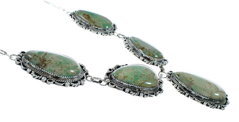 Authentic Navajo Sterling Silver Kingman Turquoise Link Necklace Earrings Set X11182