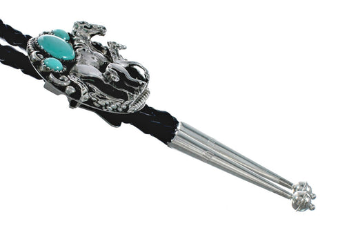Navajo Sterling Silver And Turquoise Horse Bolo Tie X11186