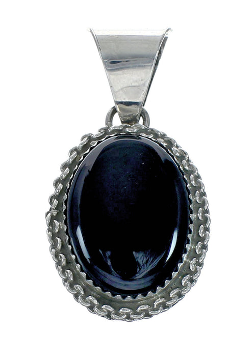 Native American Navajo Onyx Sterling Silver Bead Necklace X11194