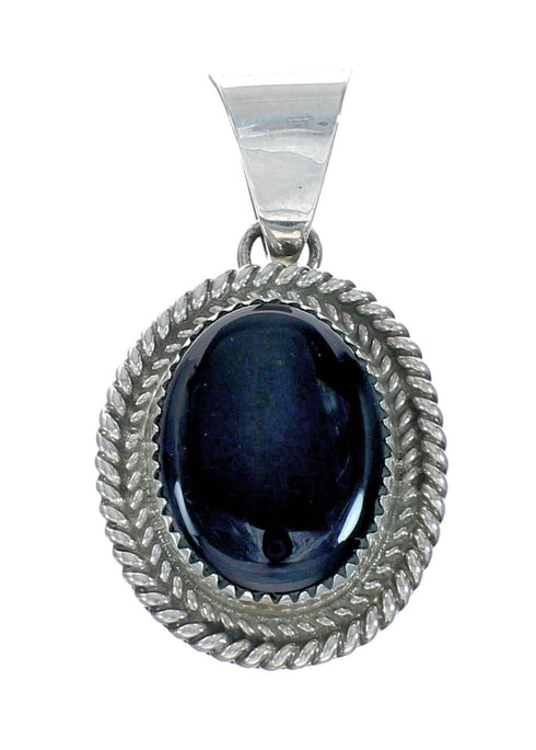 Native American Navajo Onyx Sterling Silver Bead Necklace X11196