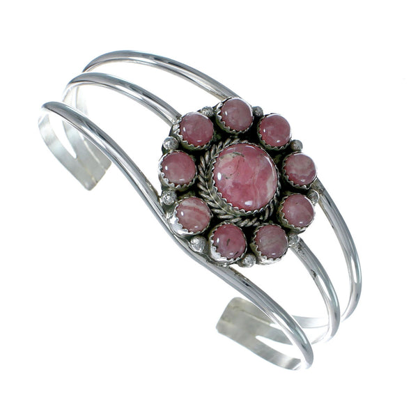 Native American Navajo Rhodochrosite Sterling Silver Cuff Bracelet X11199
