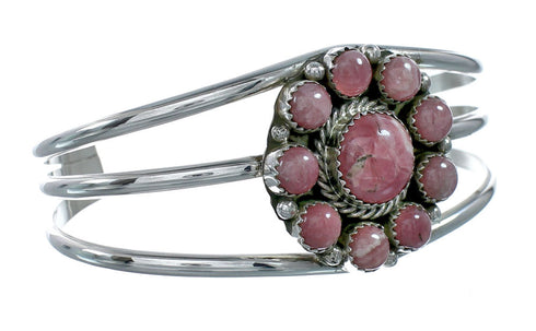 Native American Navajo Rhodochrosite Sterling Silver Cuff Bracelet X11199