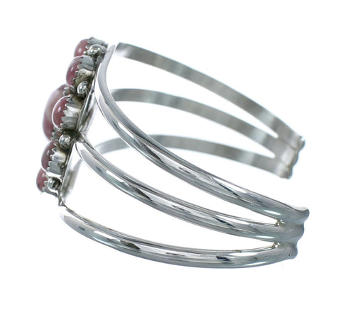 Native American Navajo Rhodochrosite Sterling Silver Cuff Bracelet X11199
