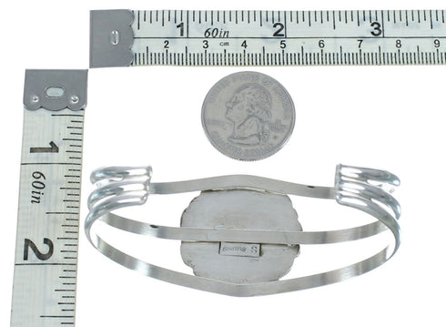 Native American Navajo Rhodochrosite Sterling Silver Cuff Bracelet X11199