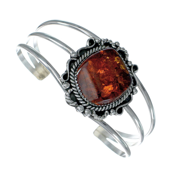 Native American Navajo Amber Sterling Silver Cuff Bracelet X11202