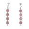 Genuine Sterling Silver Rhodochrosite Bead Post Dangle Earrings X11206