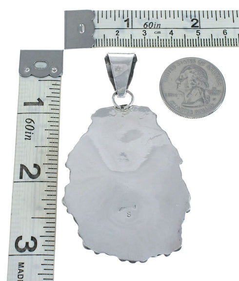 Native American Navajo Kingman Turquoise Sterling Silver Pendant X11211