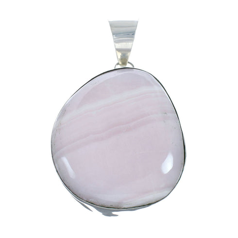 Genuine American Indian Pink Opal Agate And Sterling Silver Pendant X11212