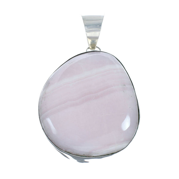 Genuine American Indian Pink Opal Agate And Sterling Silver Pendant X11212