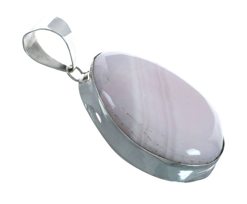 Genuine American Indian Pink Opal Agate And Sterling Silver Pendant X11212