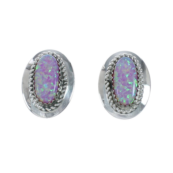 Navajo Sterling Silver Opal Post Stud Earrings X11223