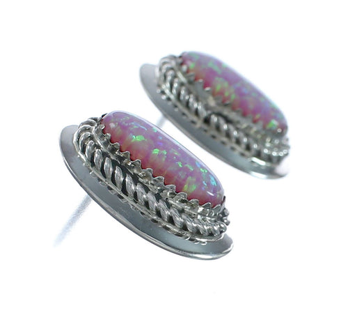 Navajo Sterling Silver Opal Post Stud Earrings X11223