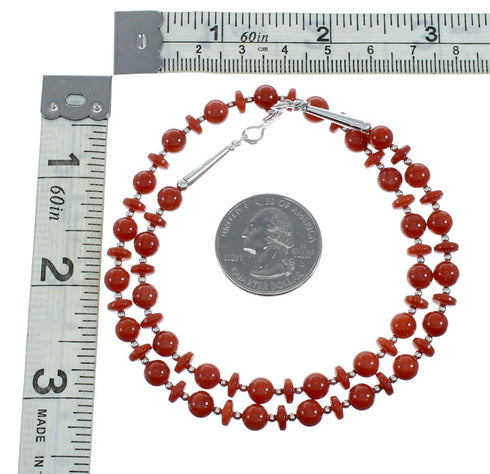 Native American Sterling Silver Coral Bead Necklace X11230