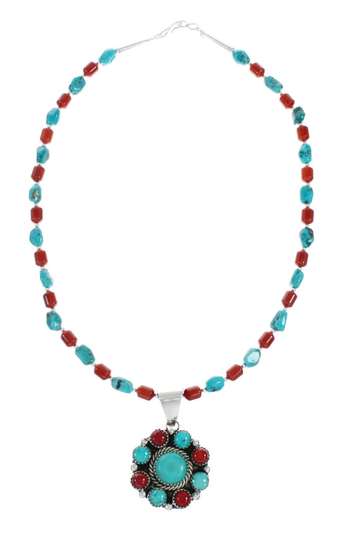 Navajo Multicolor Sterling Silver Necklace Set X11235