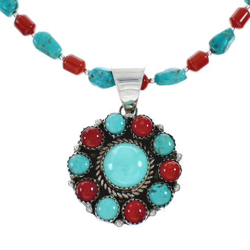 Navajo Multicolor Sterling Silver Necklace Set X11234