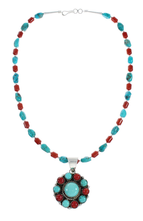 Navajo Multicolor Sterling Silver Necklace Set X11234