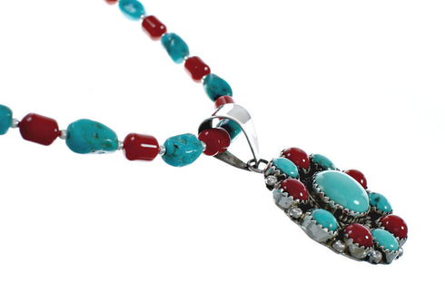 Navajo Multicolor Sterling Silver Necklace Set X11234