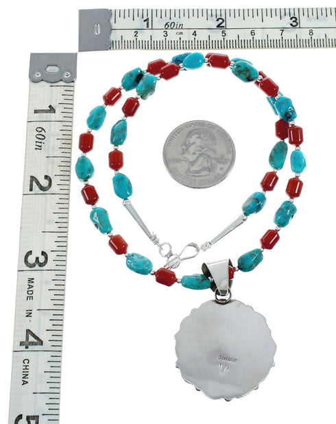 Navajo Multicolor Sterling Silver Necklace Set X11234