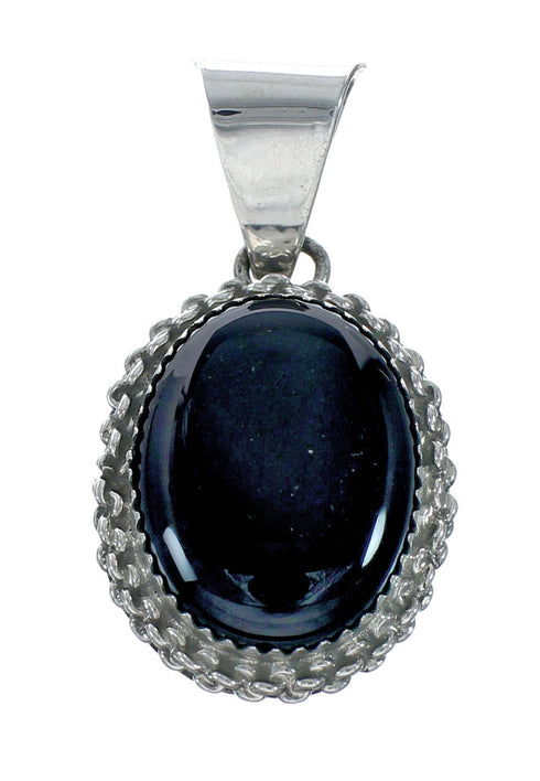 Native American Navajo Onyx Sterling Silver Bead Necklace X11236