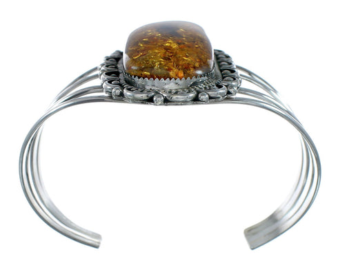 Navajo Amber Sterling Silver Cuff Bracelet X11241