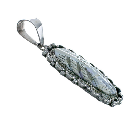 Navajo Authentic Sea Shell Feather Sterling Silver Pendant X11243
