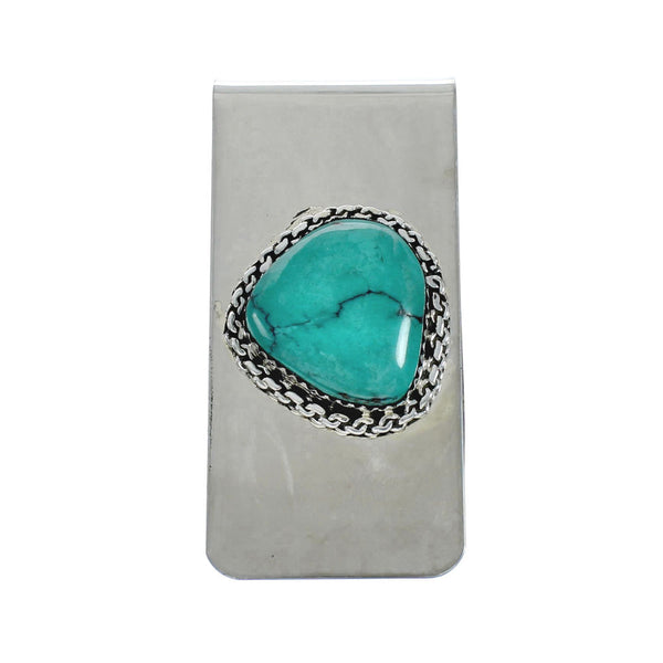 Authentic Navajo Turquoise Sterling Silver Money Clip X11250
