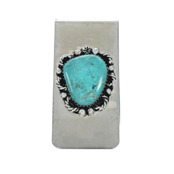Native American Turquoise Sterling Silver Navajo Money Clip X11252