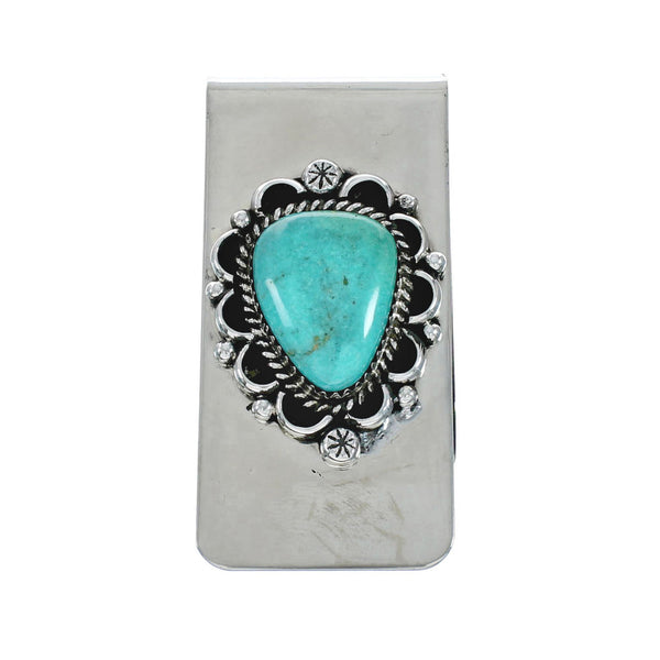 Native American Turquoise Sterling Silver Navajo Money Clip X11253