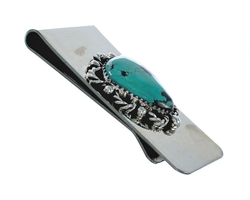 Native American Turquoise Sterling Silver Navajo Money Clip X11254