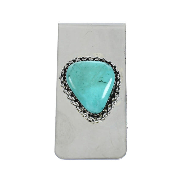 Native American Turquoise Sterling Silver Navajo Money Clip X11255